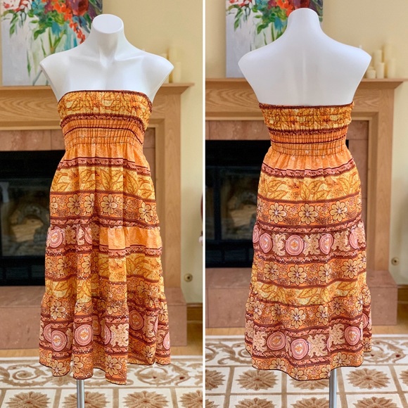 Island Life Floral Tube Top Midi Dress Size Small - Picture 5 of 9